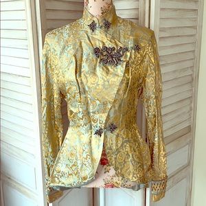 Vintage Unique Dynasty Brocade Silk Coat Sz 14